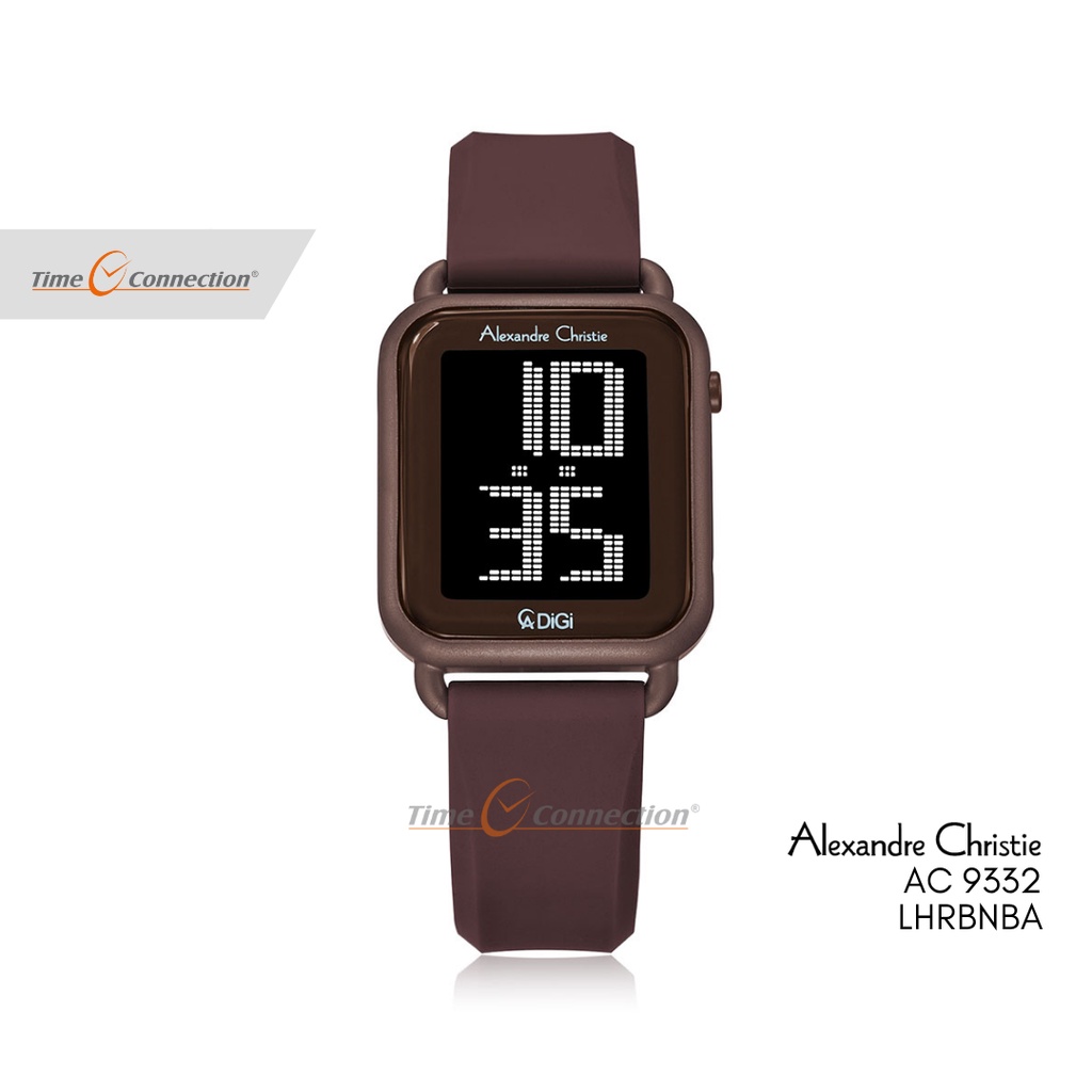 Alexandre Christie AC 9332 LH RBNBA Coklat Original / Jam Tangan Wanita Karet / Stainless Steel Brow