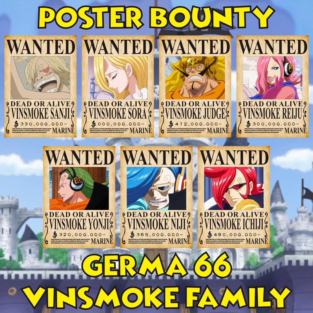 Jual Poster Bounty One Piece Germa 66 Vinsmoke Family Ukuran Hd Tanpa Minimal Order Pembelian Shopee Indonesia