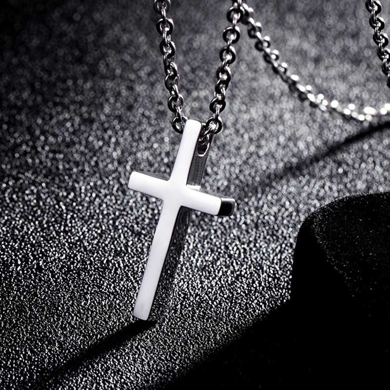 Titanium Steel Cross Pendant Necklace for Men Women Minimalist Jewelry Male Female Prayer Necklaces