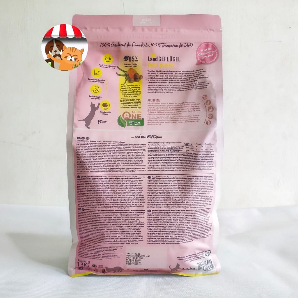 Happy Cat Young Kitten Farm Poultry 1.3kg - Makanan Anak Kucing