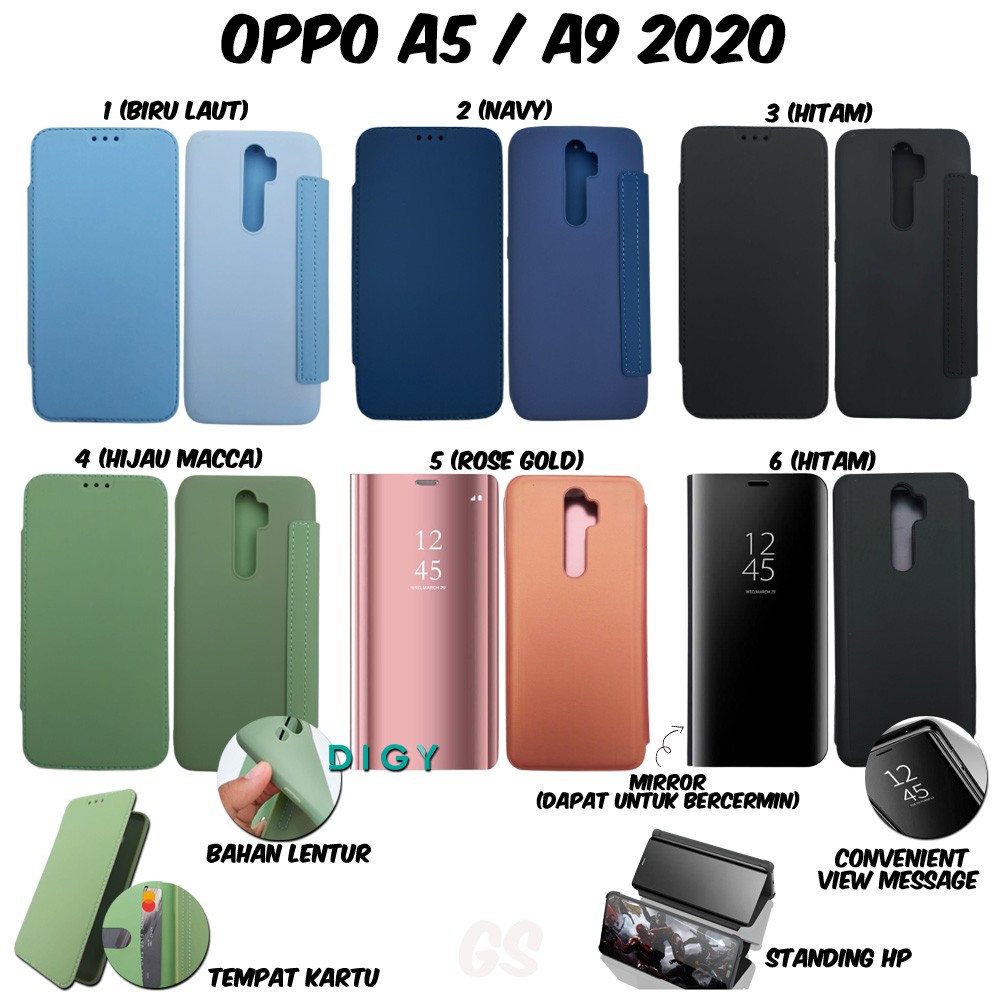 Spesial Murah import  Casing Oppo A5 A9 2020 Flip Cover Candy Flip Cover Mirror Oppo A5 A9 2020 case