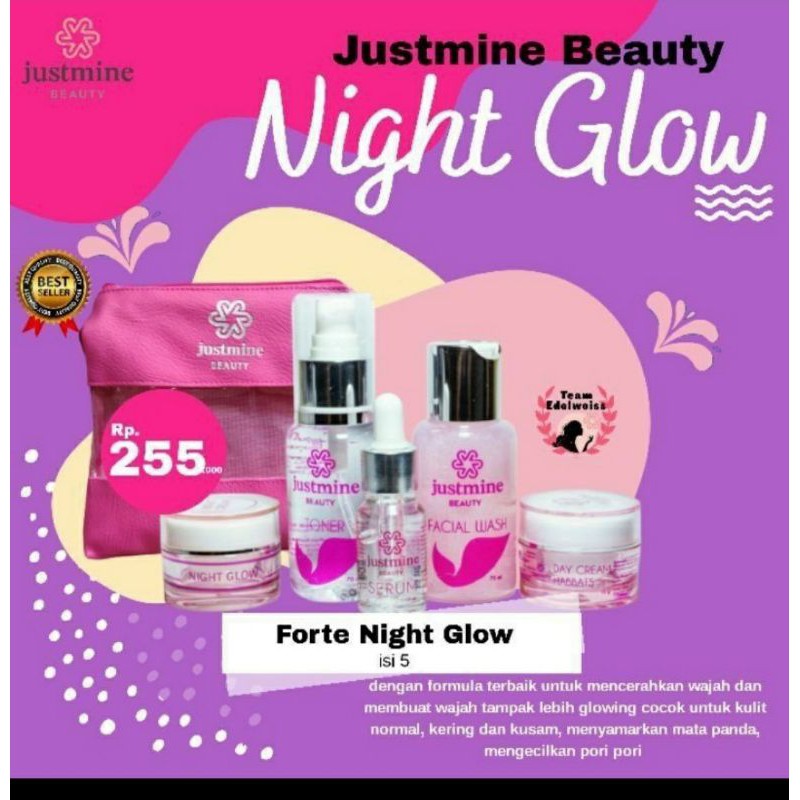 JUSTMINE BEAUTY SKINCARE BPOM ORI CREAM WAJAH NIGHT GLOW  JUSMINE KRIM j