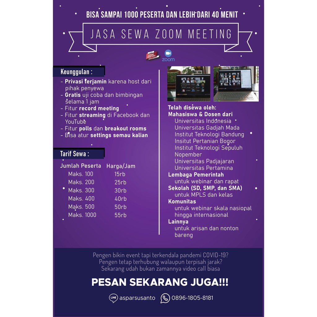 Sewa Zoom Meeting Premium Room Full Feature Per Jam Shopee Indonesia