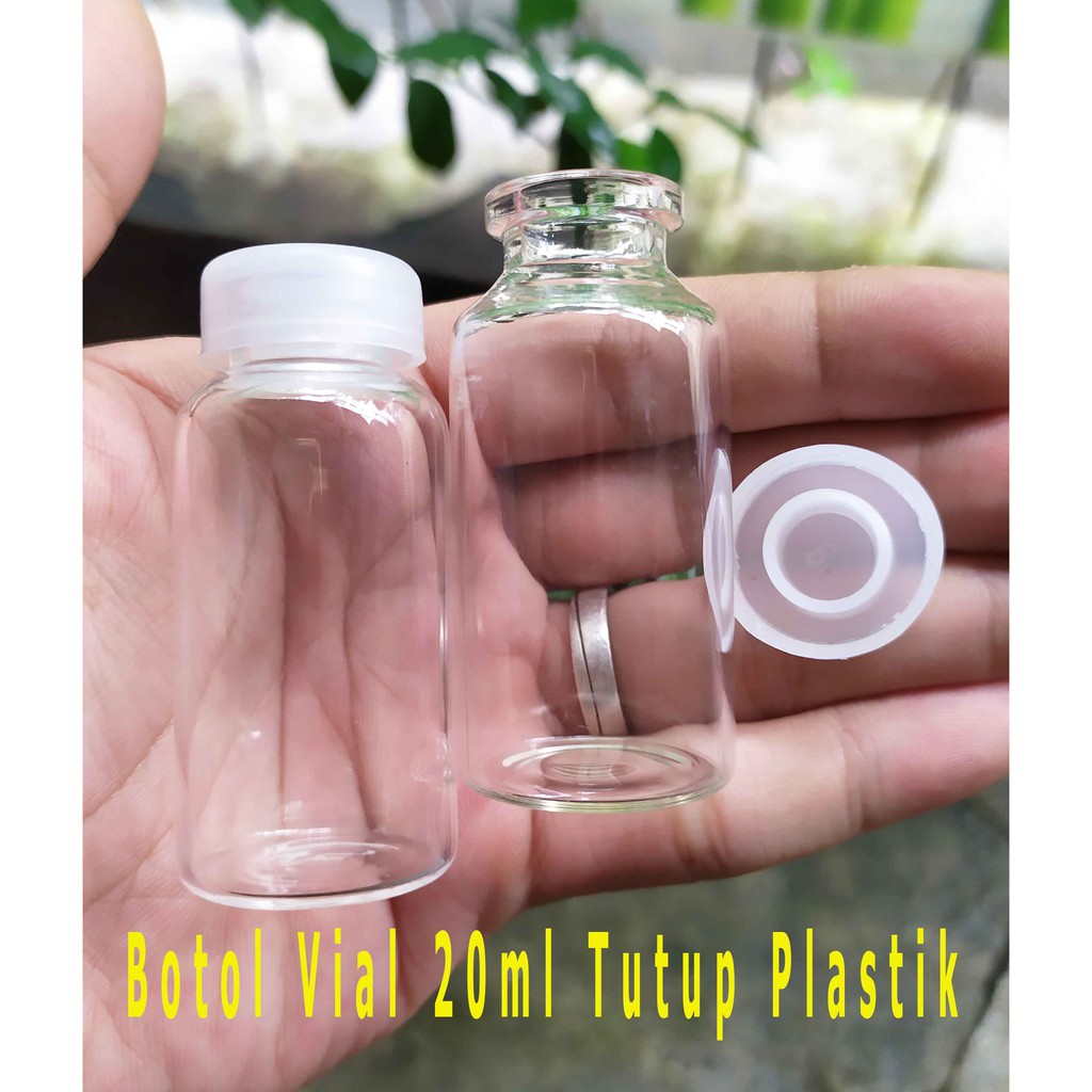  Botol  20ml 20 ml Kaca Botol Vial  Tutup Plastik Botol  