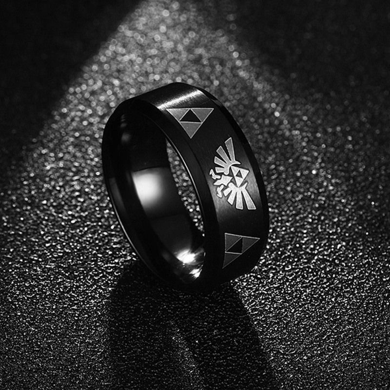 Cincin Bahan Stainless Steel Ukuran 8mm Warna Hitam Untuk Pria