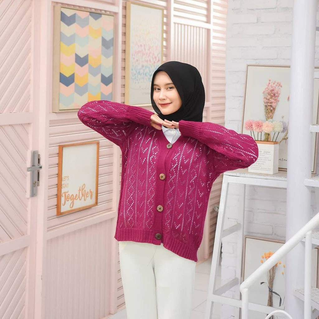 Una Outer l Sweater Polos l Sweater Wanita/ UNA OUTER RAJUT WANITA TERBARU MURAH SWEATER/ CARDIGAN Rajut Wanita Kancing Outer Kardigan UNA JARING/ Una Outer Wanita Premium Malika Crop Cardi Oversize Bhn Tebal Lembut Model Kekinian