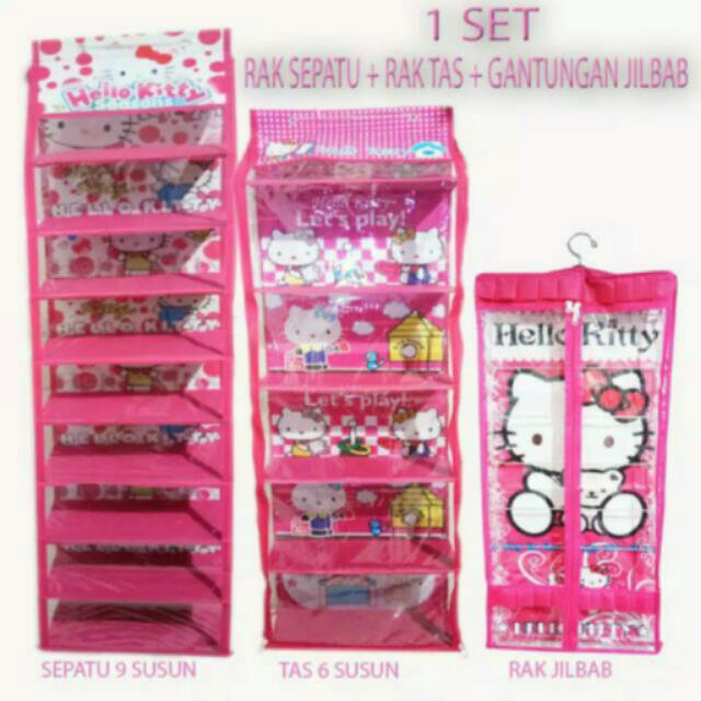 1 set Rak Plastik tas+sepatu+jilbab/Rak Plastik multiguna full resleting