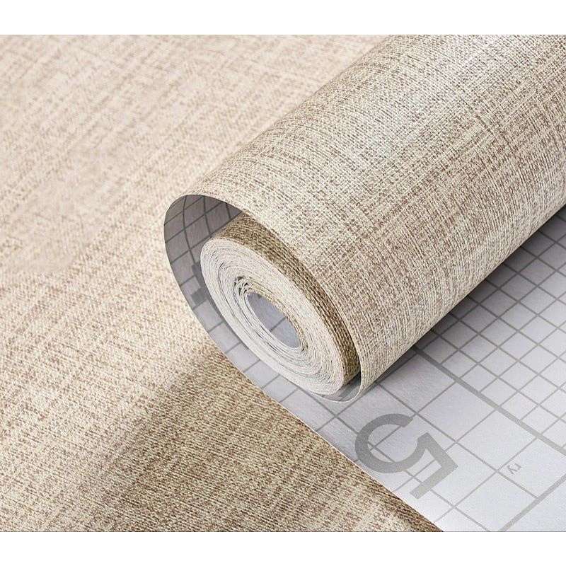 Wallpaper Dinding  krem Polos Bertekstur kain Dekorasi Dinding Ruang Tamu Kamar Tidur Mewah Elegan