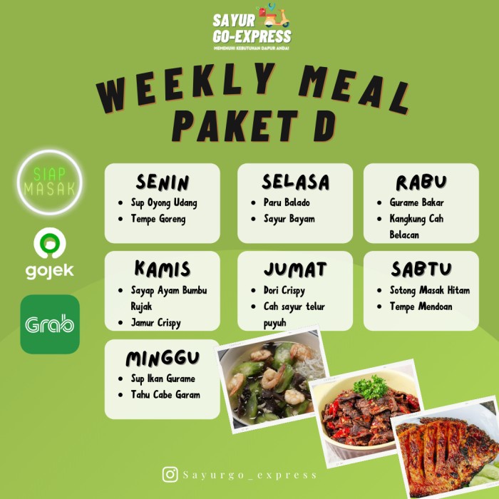 

Paket Masak Mingguan Weekly Meal Menu D