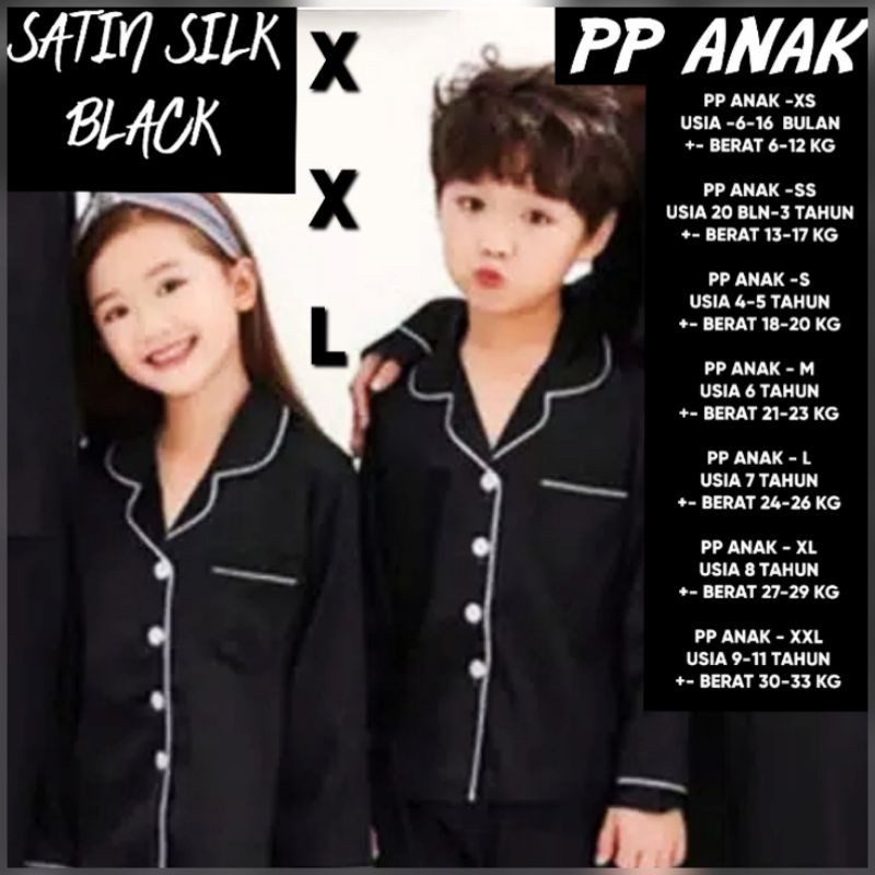 piyama couple satin polos silk hitam baju lengan panjang celana panjang