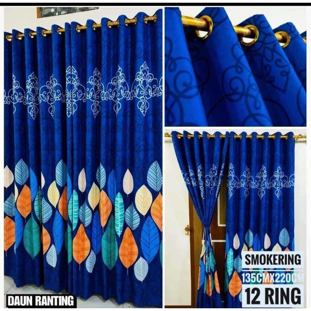 MELATI-77 PROMO GORDEN SMOKRING 12 RING UKURAN 135 CM X 220 CM MURAH TERALIS JENDELA PINTU MOTIF TER