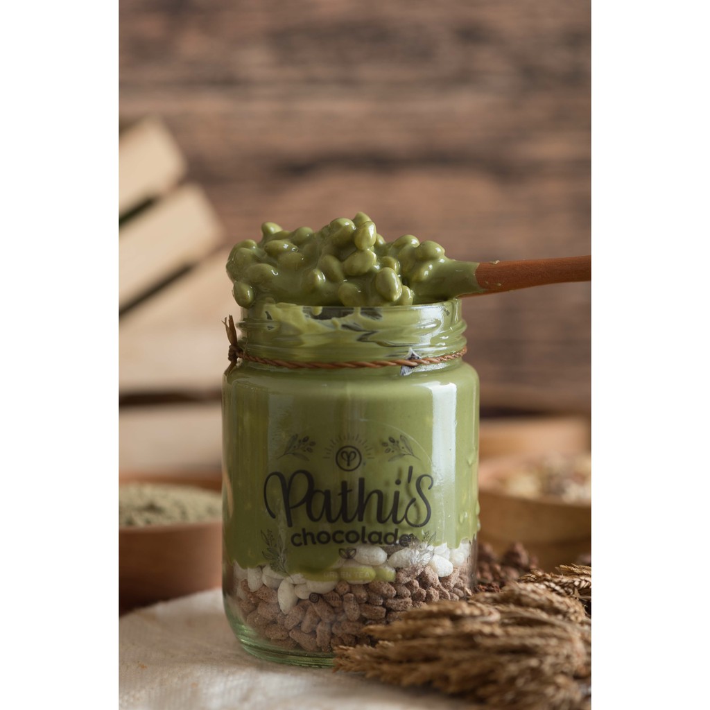 

Green tea chocolade in jar