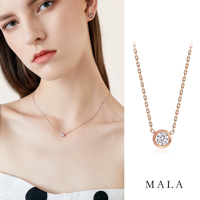 Kalung Wanita Titanium Dengan Liontin Berlian Bahan Titanium Steel Warna Rose Gold Untuk Wanita