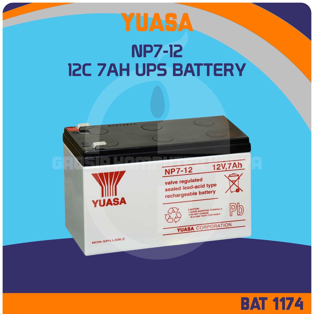 Jual Yuasa NP7-12 12V 7Ah Valve Regulated Lead-Acid Battery Baterai UPS ...