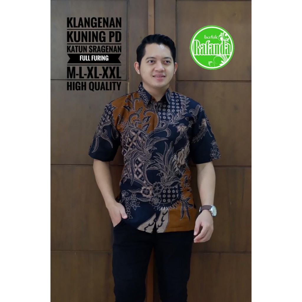 Klangenan Kuning Kemeja Batik Pria Pendek Full Furing by Rafanda