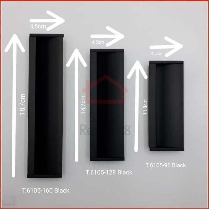 Tarikan Tanam 6105 Black / Hitam Handle Geser Pintu Lemari Minimalis Lemari Gagang