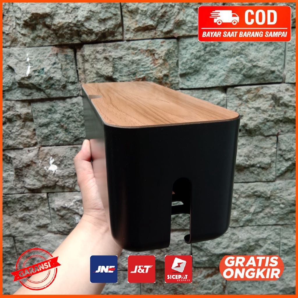 Kotak Kayu Organizer Manajemen Kabel Charger FT 100