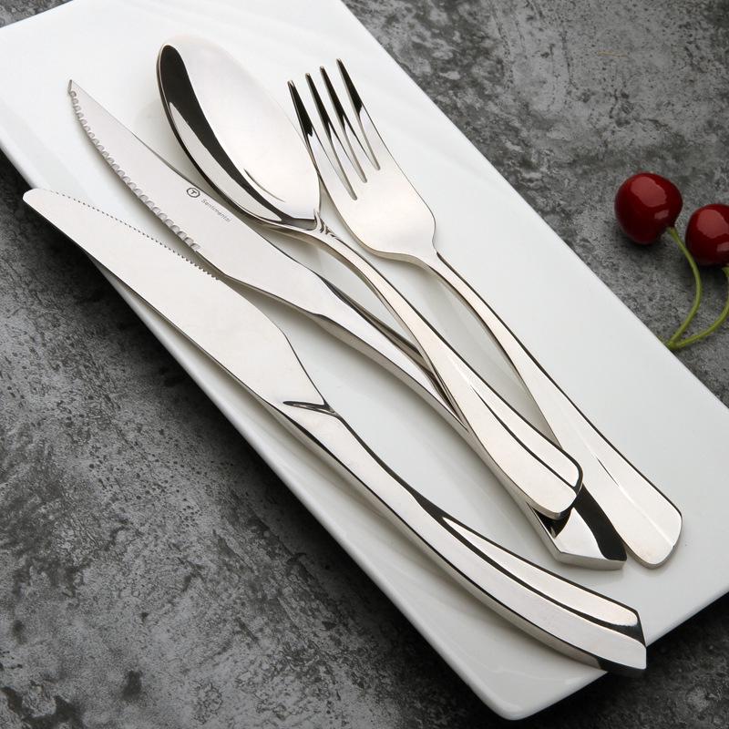 Set Sendok Garpu Pisau Bahan Stainless Steel Gaya Western Untuk Makanan