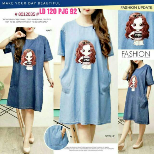 JEANS DRESS / BAJU MUSLIM / BAJU HAMIL / CASUAL DRESS / DRESS JEANS