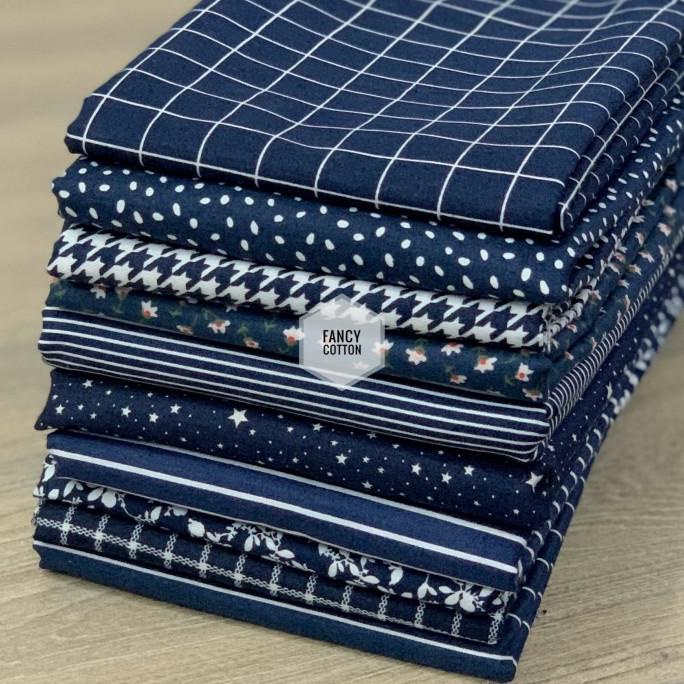 kain katun jepang motif navy edition fancy dari tokai senko - A. kotak f2020