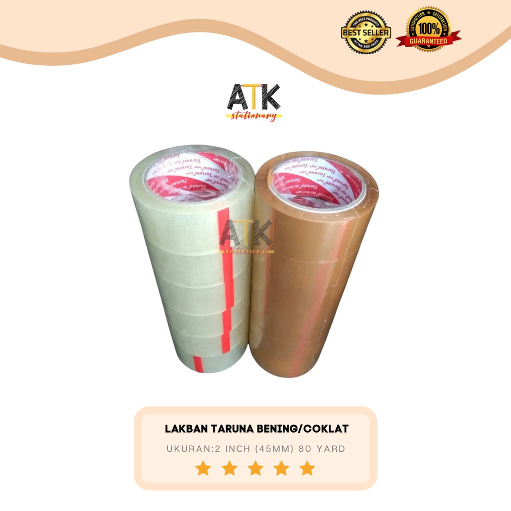 

Lakban 2 Inch (48 mm) Bening / Coklat TARUNA Kualitas Daimaru atk