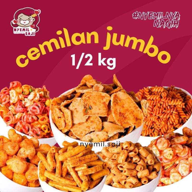 

[JUMBO 1/2 Kg] KERIPIK CEMILAN PEDAS Basreng Gelung Makaroni Spiral Seblak