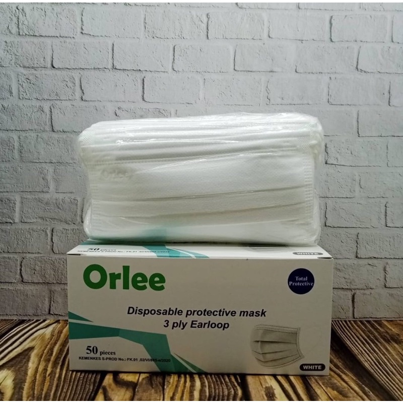 Masker 3ply earloop / 3 ply cantol Polos 1box isi 50pcs