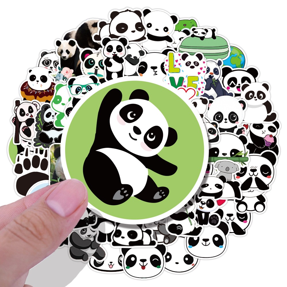 50 panda lucu stiker kartun panda termos Piala stiker bagasi kasus telepon tangan Buku stiker kecil