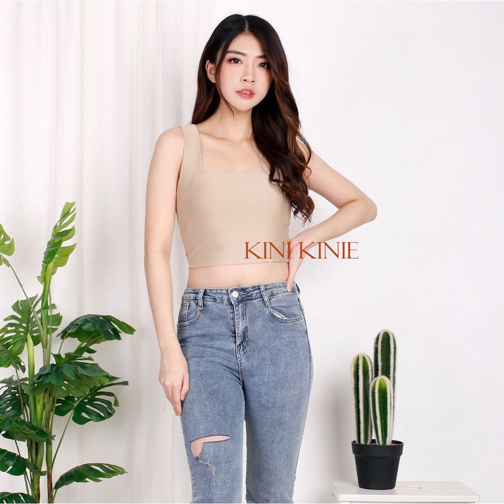 Tank top square polos wanita Tanktop korea Tangtop Crop top | Jenna Tanktop-Nude