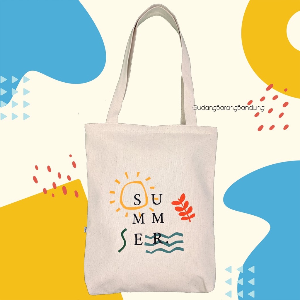 Tote Bag Kanvas Resleting dengan Desain Korean Style 'Summer' untuk Wanita: Gaya yang Segar untuk Musim Panas!