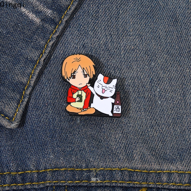 Bros Pin Enamel Desain Anime Natsume Yuujinchou Book of Friends Takashi Maneki Neko Nyanko Sensei Madara