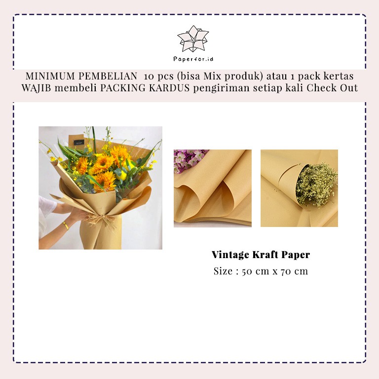 Kertas Bungkus Buket Bunga Kraft  Florist Vintage - Ecer