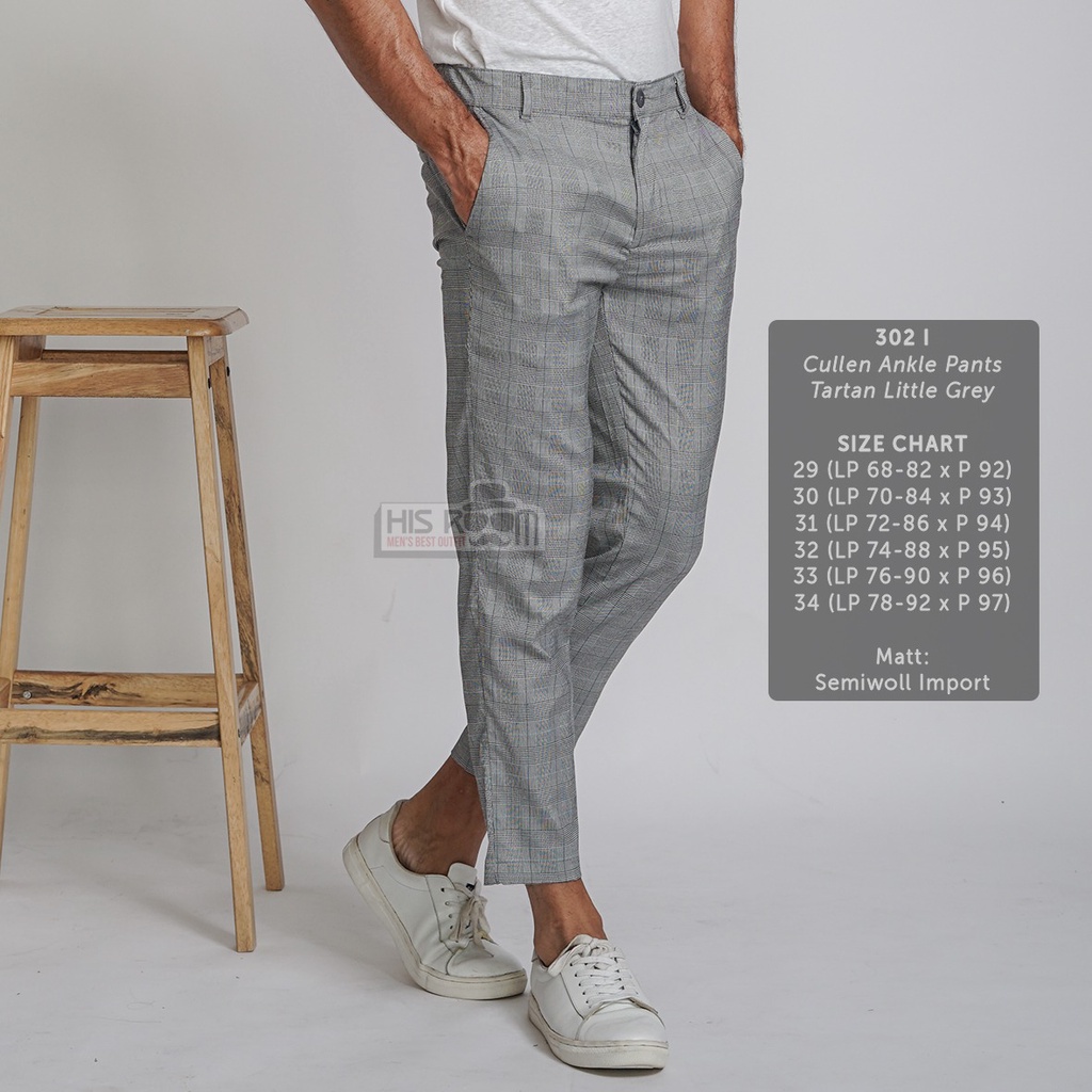 HSRM - Celana Trousers Slimfit Celana Korean Celana Kotak Kotak Celana Tartan Ankle Pants Cullen 241 302