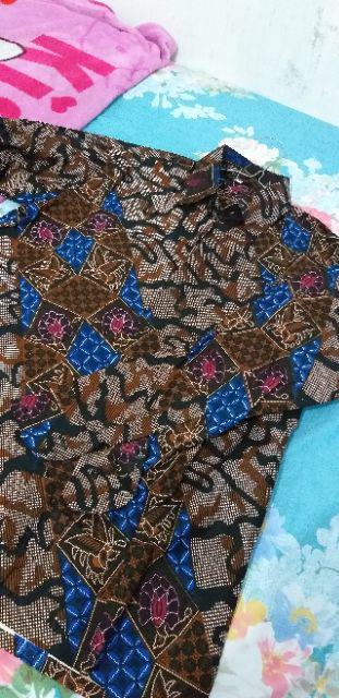 Grosir Batik Hrb026 Kenongo Kemeja Tosca Pendek Pekalongan Padi M L Xl Sogan Prin Halus Kemeja Batik