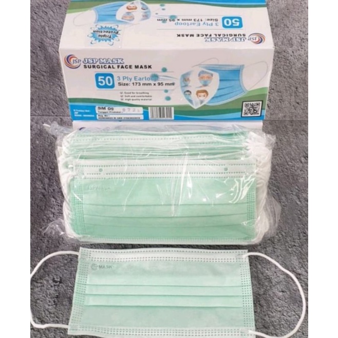 Masker JSP hijau biru putih abu