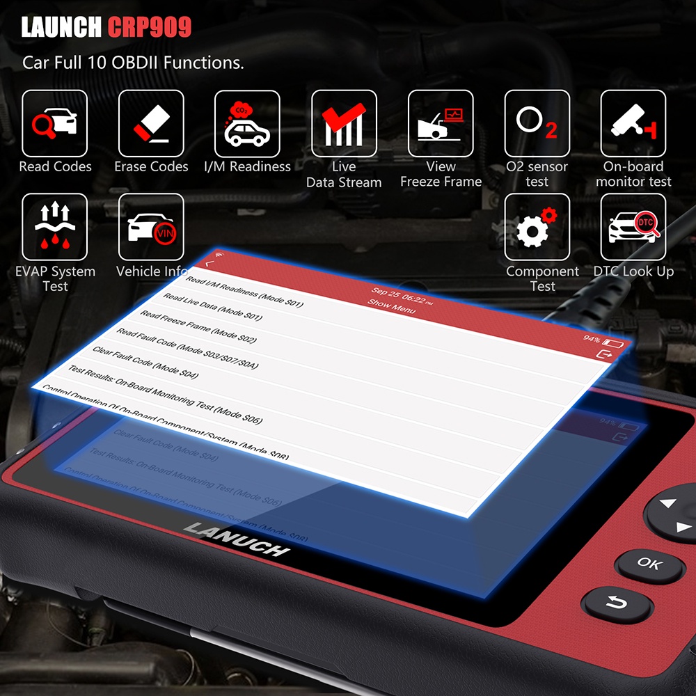 LAUNCH X431 CRP909 OE-Level Obd2 Scanner Car Scanner Odb2 Car Diagnostic Tool Obd Car Diagnostic Scanner Automotive Scanner With 26 Maintenance Reset Functions