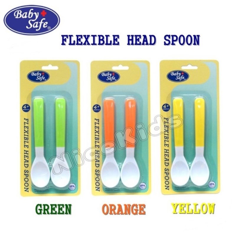 Baby Safe Flexible Head Spoon Isi 2 Pcs (BS349)/Sendok Makan Bayi Baby Safe