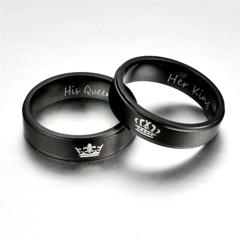 His QUEEN HER KING Bahan Stainless Steel Untuk Pasangan