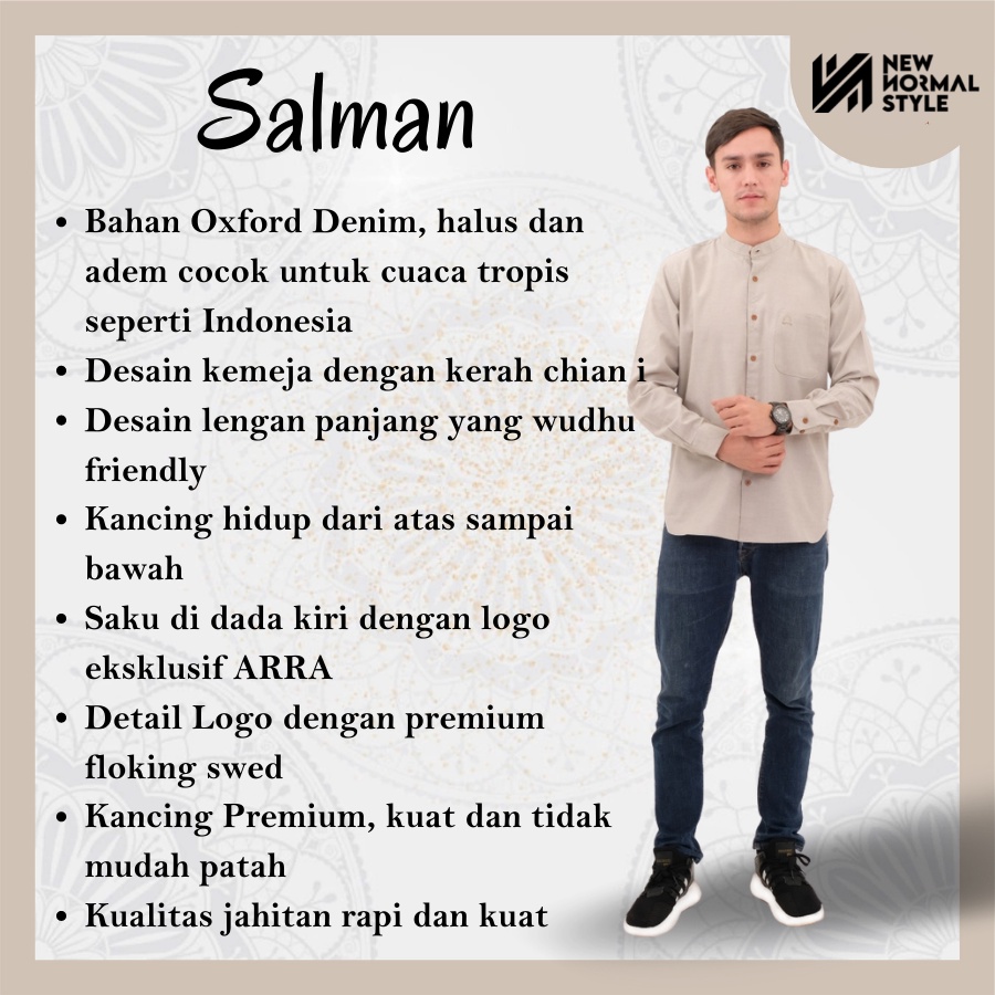 Salman Series Baju Pakaian Kemeja Kemko Koko Kokoh Muslim Kurta Pakistan Pria Laki Cowok Dewasa Lengan Panjang Dewasa Premuim Terbaru 2022