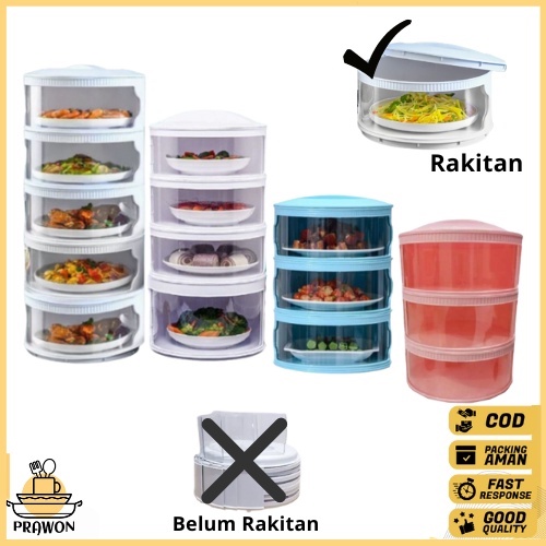Tudung Saji Rak Susun Tempat Penyimpanan Makanan Rakitan 2 3 4 5 Tingkat Tebal Tertutup Tetap Hangat Dengan Tutup Food Cover Jumbo Aman Perabotan Rumah Tangga Tutup Lauk Makan Peralatan Dapur Set Unik Modern HL010 Prawon