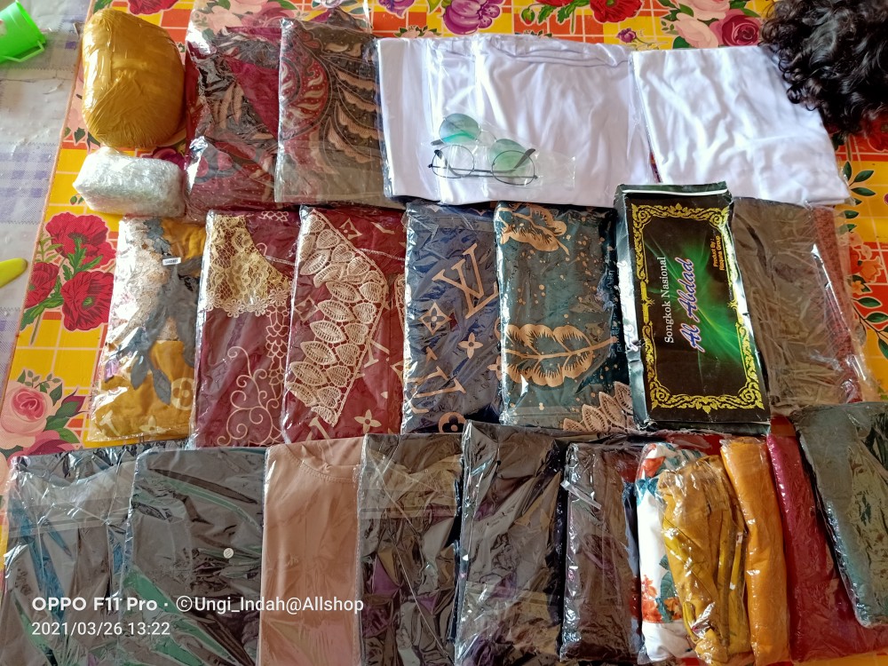 Couple Gamis Batik Putri Malu Kombinasi, Sarimbit Batik