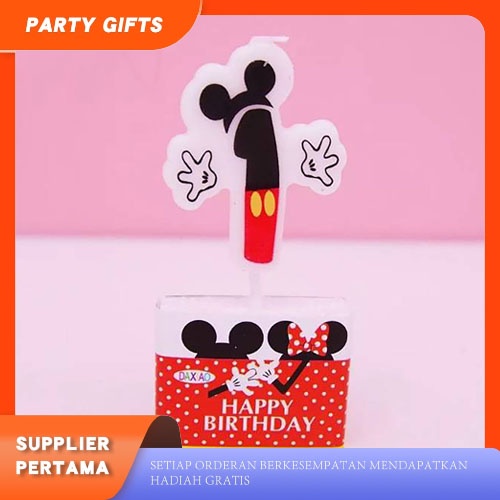 Lilin Angka Ulang Tahun Bentuk Mickey Mouse Hiasan Untuk Kue Ulang Tahun Anak Anak