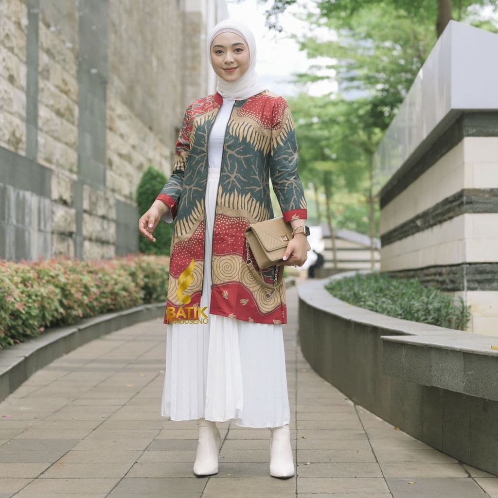 BAJU KEMEJA BATIK WANITA Prabuseno - TOHPATI  Tunik Batik Wanita  Lengan Panjang