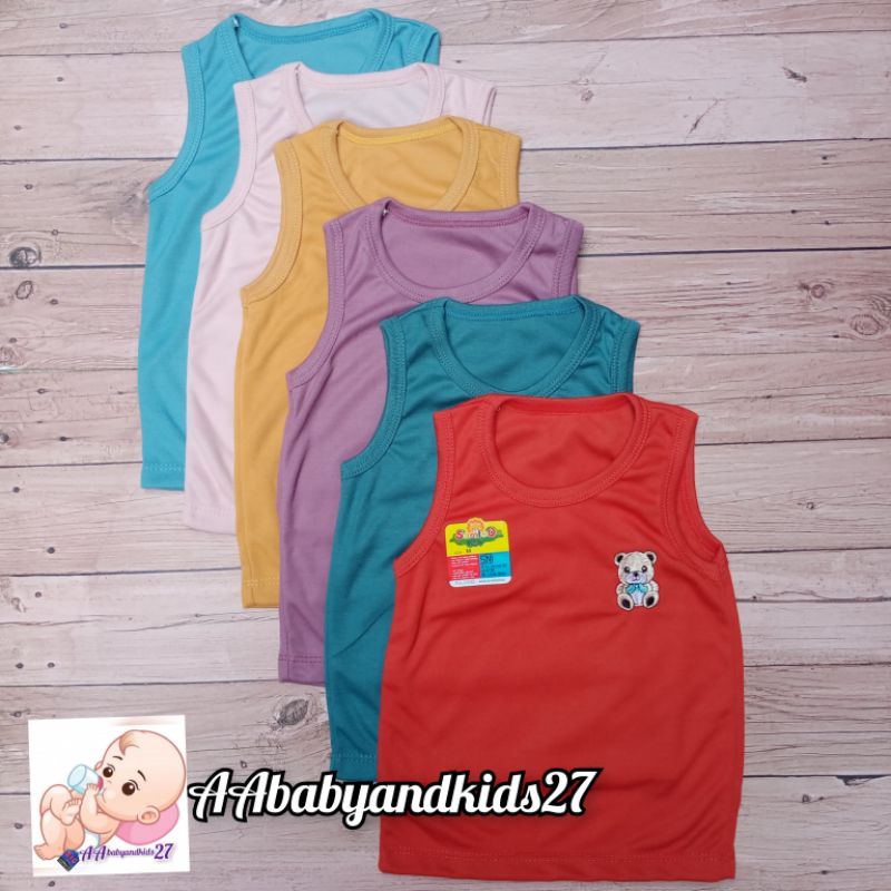 SAMLEO 6PC Kaos Bayi Lengan Kutung Polos Ukuran S M L XL SNI HIGHT QUALITY