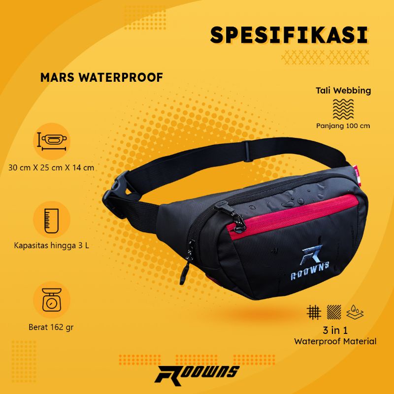 Waistbag Tas Selempang Pria Wanita Waterproof Roowns Mars