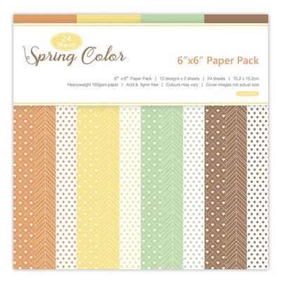 Scrapbooking Patterned Paper 6&quot;x6&quot; - Spring Colors (24 sheets)