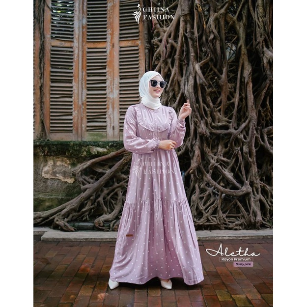 NEW Gamis Rayon Premium Motif Busui/Aletha Dress Remaja by Ghina Fashion