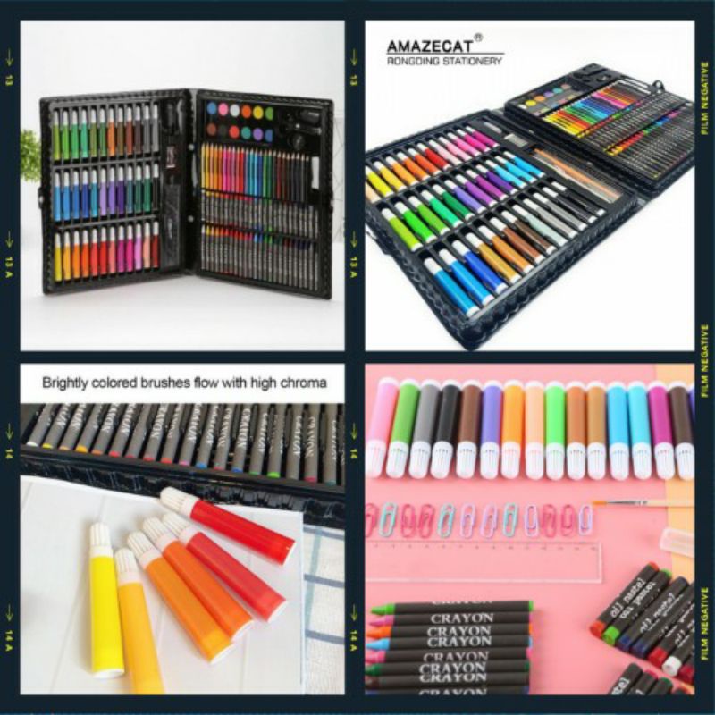 Pensil Warna Crayon ISI 150PCS Set Anak Spidol Warna Alat Gambar Lengkap Mewarnai Pastel Lukis  MS88