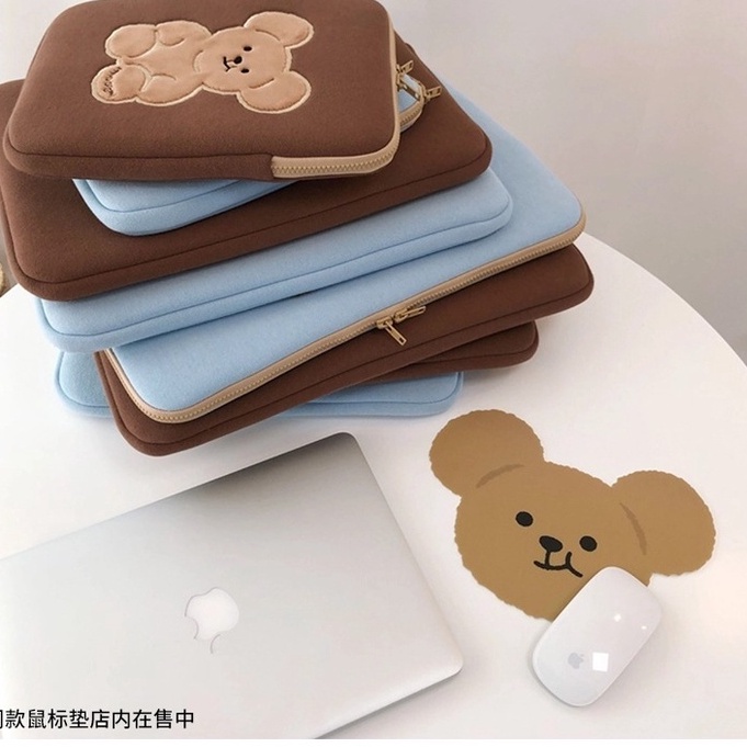 Sleeve Pouch Sarung Tas Bag Case Ipad Tab Tablet Macbook Air Pro Laptop Asus Acer Lenovo HP Huawei 11 12 13 14 15 inch Motif Gambar Mouse Tikus Warna Biru Coklat Lucu Cute Murah Korean Model