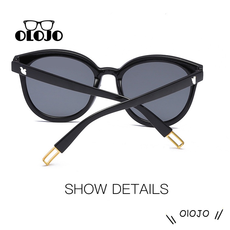 Kacamata Matahari Mode Retro Cat Eye Sunglasses Retro Kacamata Unisex Hitam Sunglasses UV Melindungi OLOJO